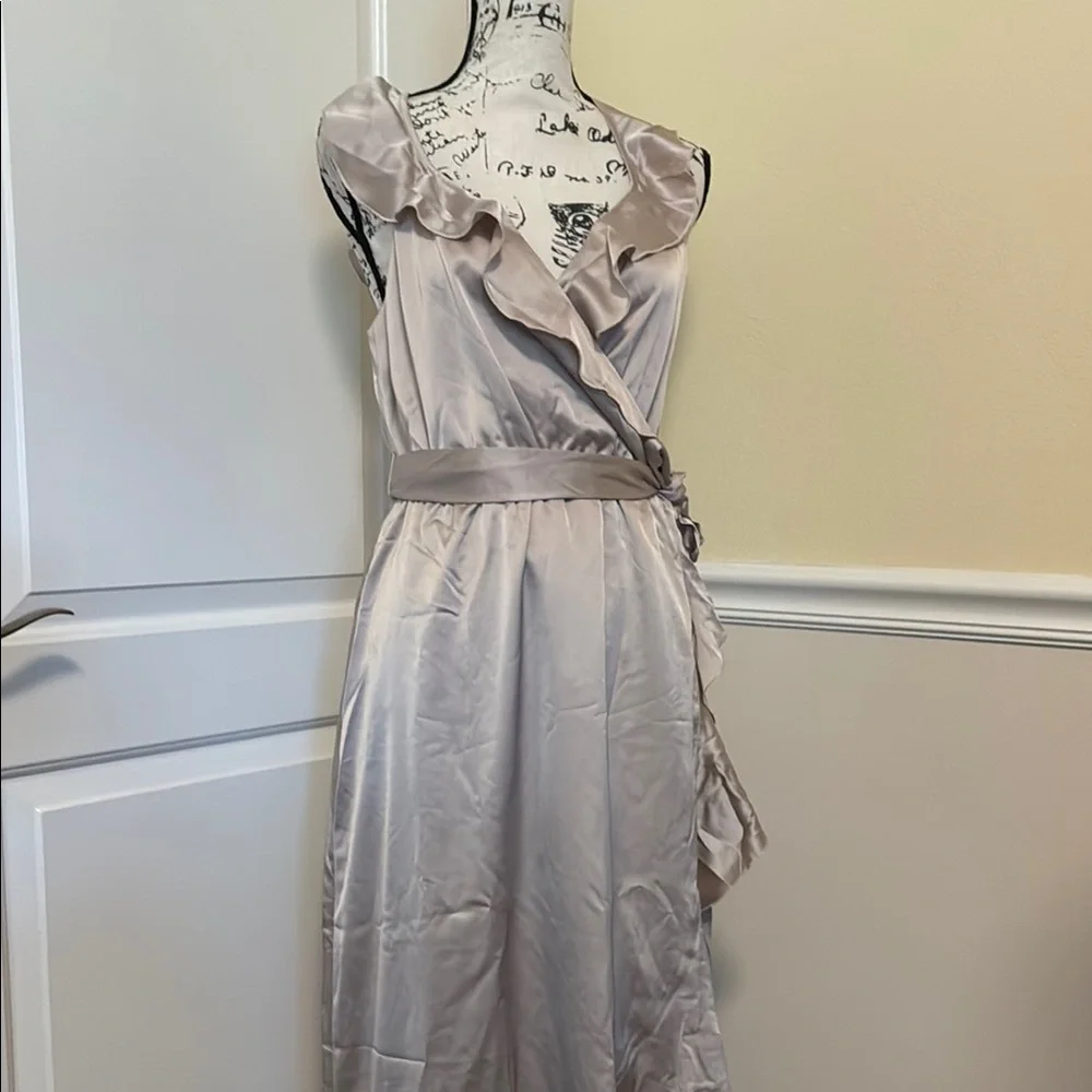 NWT SHOW ME YOUR MUMU Elegant Silver Samantha grey Ruffle Wrap Dress